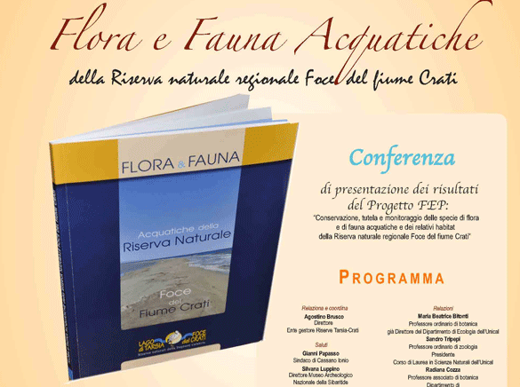 Presentazione risultati progetto «Flora & Fauna Acquatiche della Riserva naturale Foce del Crati»